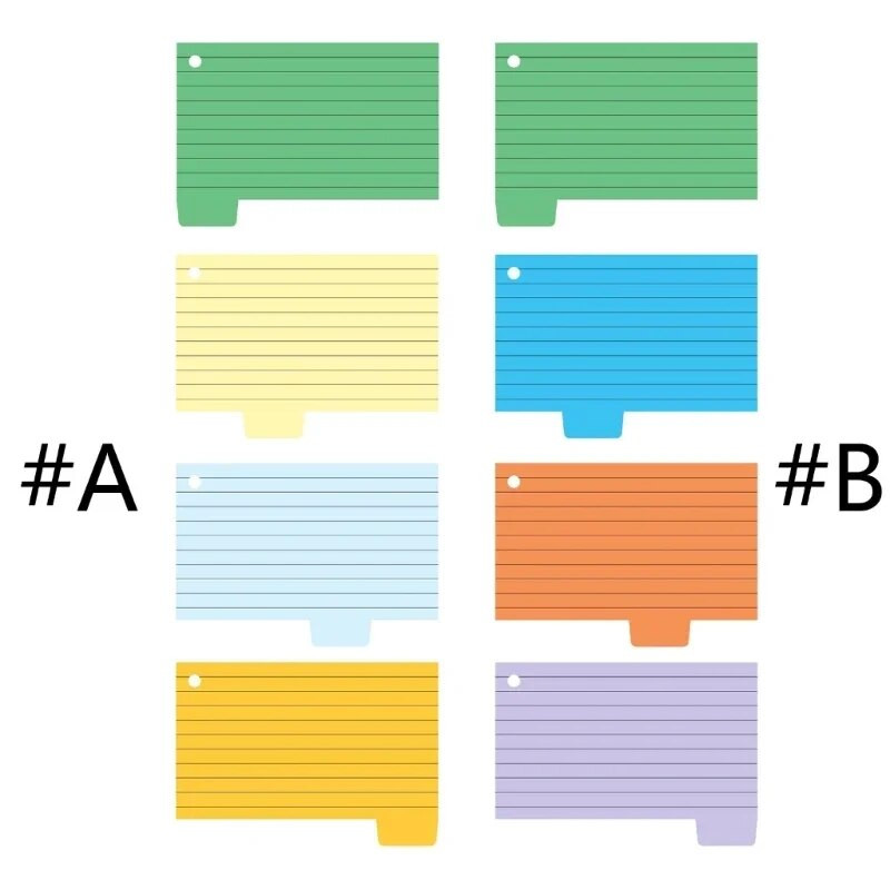 Spalvingos rodyklės kortelės, 100 lapų kortelės su skirtukais Rodyklės kortelės Taisymo kortelės Su brūkšneliais Kortelės Pastaba Užduočių sąrašo kortelės