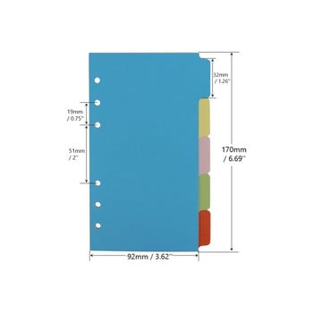 A6 Binder Index Dividers 5 Tabs 6 Hole Punched Binder Divider Planner Filler Paper Inserts Loose Leaf Binder Sheet Sheet Index