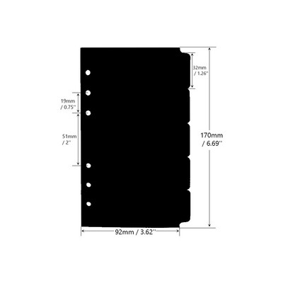 A6 iesiešanas rādītāja sadalītāji 5 cilpas 6 caurumots iesiešanas sadalītājs plānotājs pildījuma papīra ieliktņi vaļēju lapu saistvielas loksnes rādītāja lapa