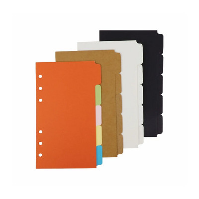 A6 iesiešanas rādītāja sadalītāji 5 cilpas 6 caurumots iesiešanas sadalītājs plānotājs pildījuma papīra ieliktņi vaļēju lapu saistvielas loksnes rādītāja lapa