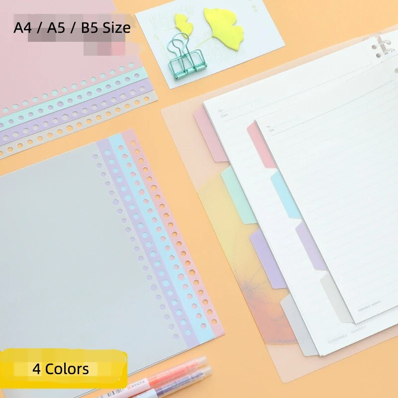 A4/a5/b5 registrilehed Klassifikatsioon lk paber 4 tükki/komplekt lahtiste lehtedega köitjaga sülearvutile