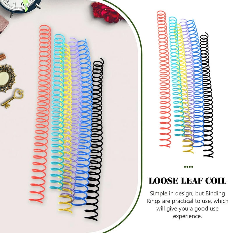 Plastikinės spiralinės rišimo ritės 6 vnt Spalvingos surišimo spiralės surišimo spygliai Segtuvų šukos spygliai Knygų įrišimo rinkinių ataskaita