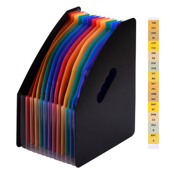 Разширяваща се папка с 12 джоба Органайзер за файлове с акордеон A4 Размер Letter Органайзер за документи Поставка за файлове Rainbow Color
