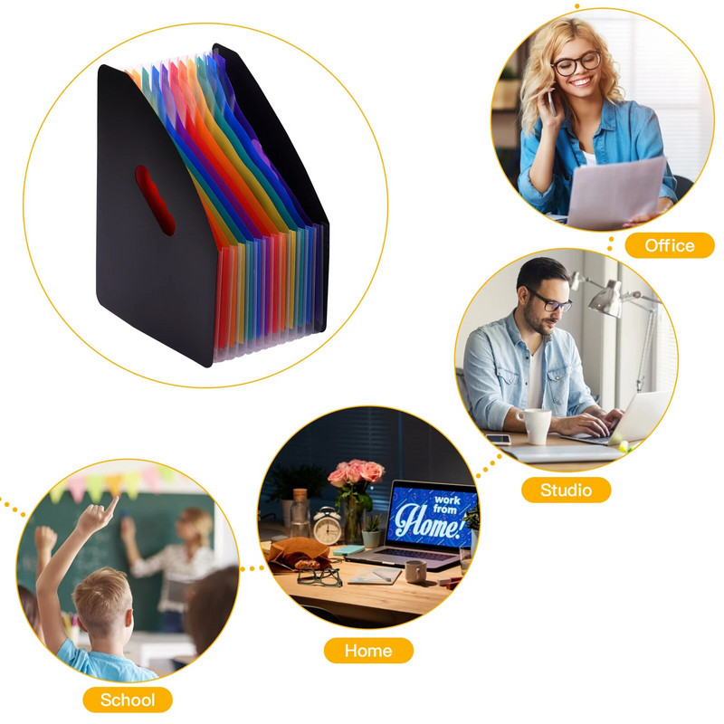 12 τσέπες Επέκταση φακέλου αρχείου Ακορντεάν Οργάνωση αρχείων Α4 Μέγεθος γράμματος Οργανωτής αρχείων Rain Rainbow Color