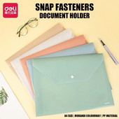 Deli 5-pack A4 File Pouch with Streng Seal Portable Study and ημερήσια αποθήκευση Snap-on Organizer PP Υλικό προμήθειες γραφείου