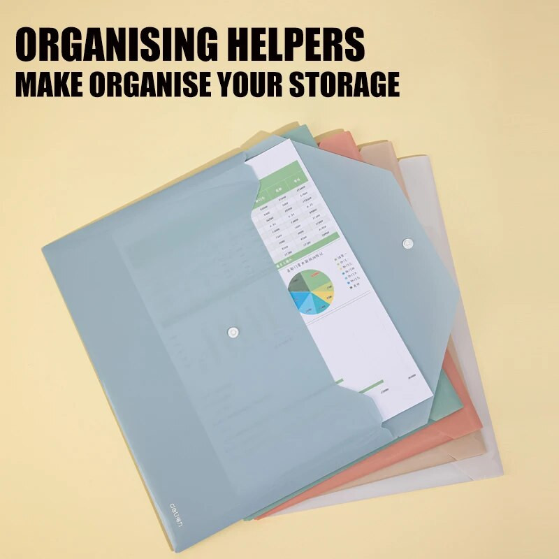 Deli 5-pack A4 File Pouch with Streng Seal Portable Study and ημερήσια αποθήκευση Snap-on Organizer PP Υλικό προμήθειες γραφείου