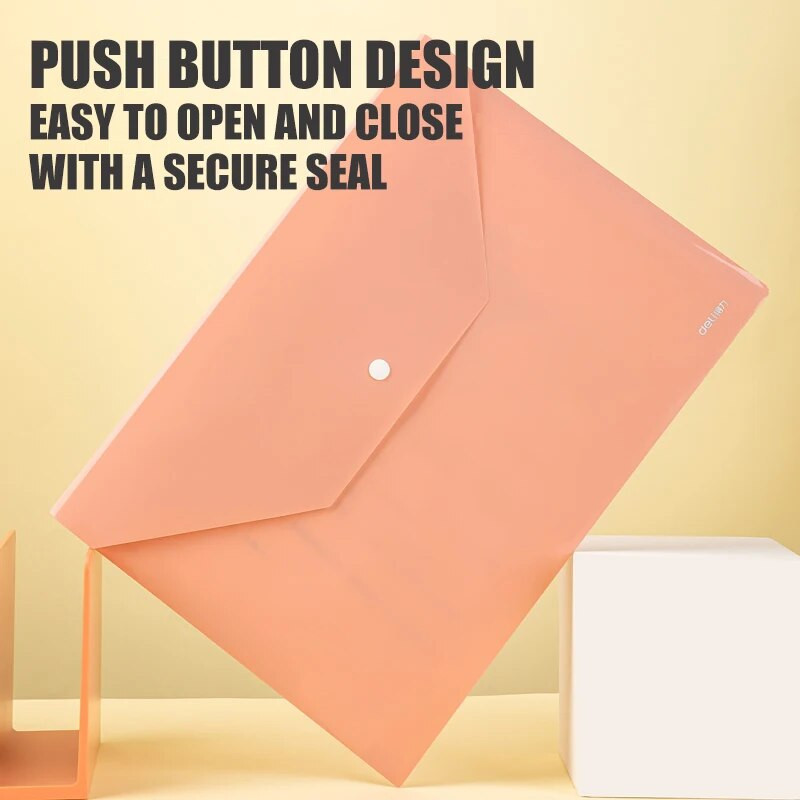 Deli 5-pack A4 File Pouch with Streng Seal Portable Study and ημερήσια αποθήκευση Snap-on Organizer PP Υλικό προμήθειες γραφείου