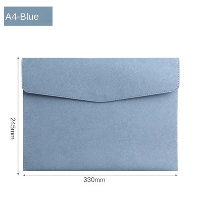A4 formāta papīra pārnēsājama ādas failu soma Modes failu maisiņa biezināšanas poga Ūdensizturīga biznesa biroja dokumentu glabāšanas pārvaldība