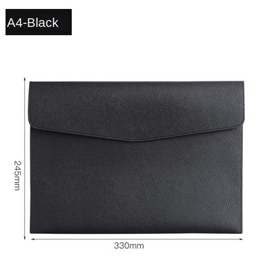 A4 formāta papīra pārnēsājama ādas failu soma Modes failu maisiņa biezināšanas poga Ūdensizturīga biznesa biroja dokumentu glabāšanas pārvaldība