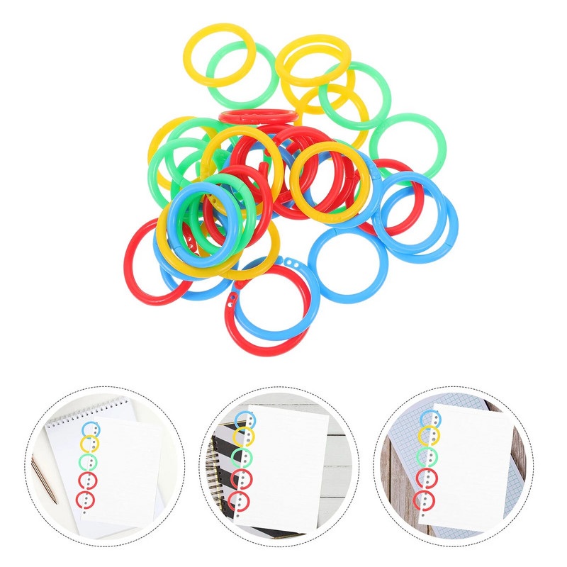 40 tk Korduvkasutatav köitmisrõngas plastist lahtised köiterõngad lahtised lehtede rõngad väljalõigete raamatuköitjate rõngad