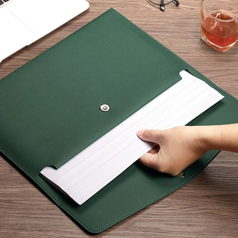 Pārnēsājama A4 failu kabata PU ādas dokumentu maciņa failu mape Liela ietilpība failu soma ar aiztaisāma Biroja biznesa putekļu necaurlaidīga