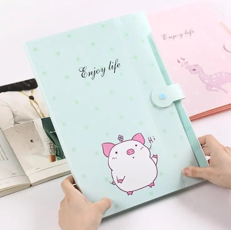 Cute Cartoon A4 File Folders 5 Pockets Office Expanding File Folders Document Organizer Κουμπί κλεισίματος Σχολικά προμήθειες