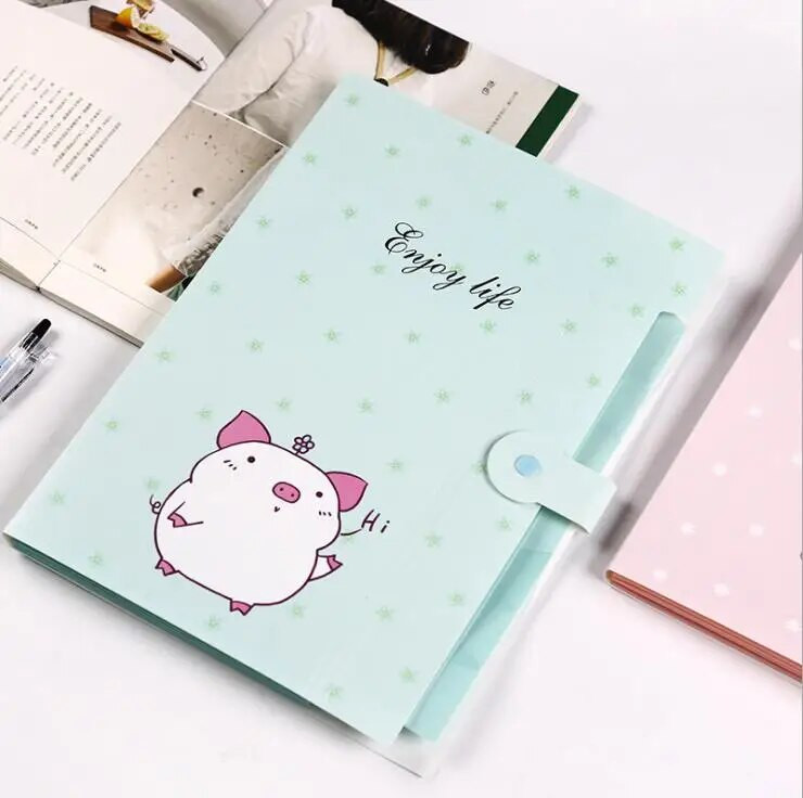 Cute Cartoon A4 File Folders 5 Pockets Office Expanding File Folders Document Organizer Κουμπί κλεισίματος Σχολικά προμήθειες