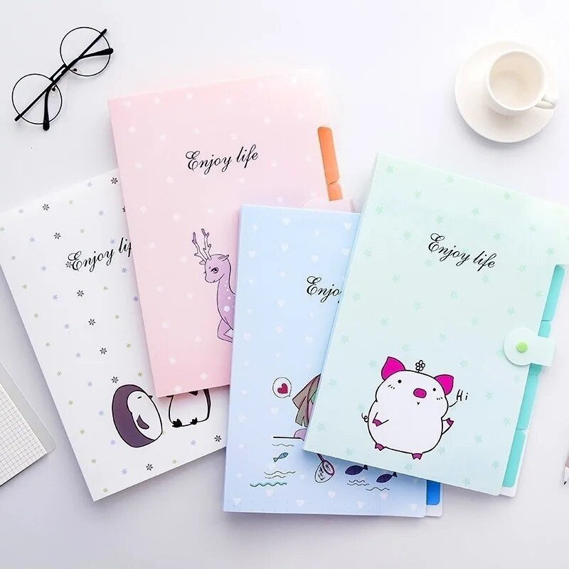 Cute Cartoon A4 File Folders 5 Pockets Office Expanding File Folders Document Organizer Κουμπί κλεισίματος Σχολικά προμήθειες