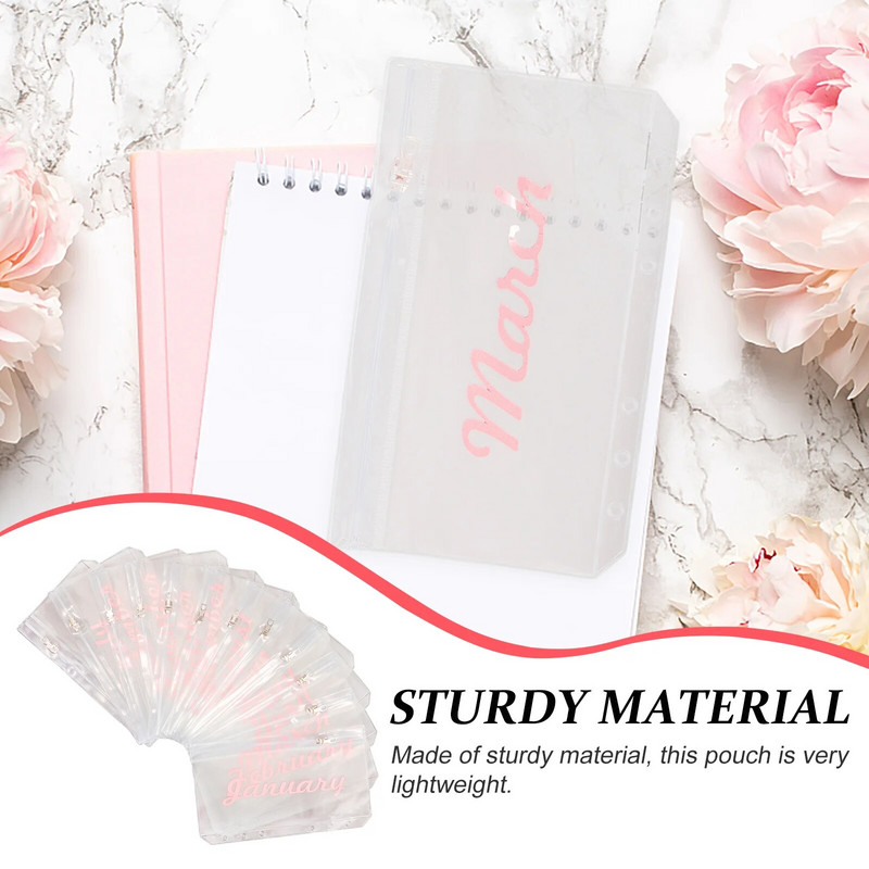 12 gab. Sasaistes klipši Piezīmjdatora mape Rāvējslēdzēja soma Dokumentu kārtošanas maisiņi Budžeta aploksnes Naudas taupīšanas PVC kabatas sadalītājs