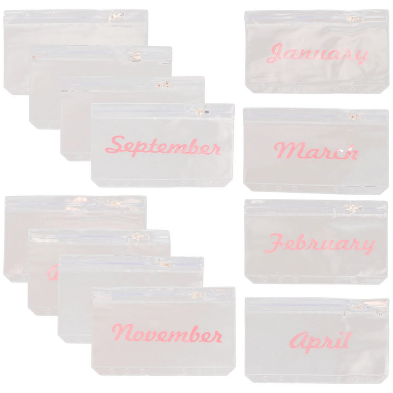 12 gab. Sasaistes klipši Piezīmjdatora mape Rāvējslēdzēja soma Dokumentu kārtošanas maisiņi Budžeta aploksnes Naudas taupīšanas PVC kabatas sadalītājs