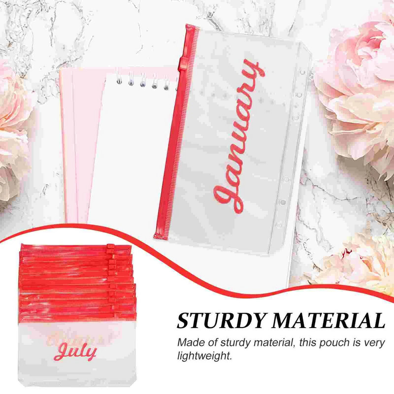 12 gab. Sasaistes klipši Piezīmjdatora mape Rāvējslēdzēja soma Dokumentu kārtošanas maisiņi Budžeta aploksnes Naudas taupīšanas PVC kabatas sadalītājs