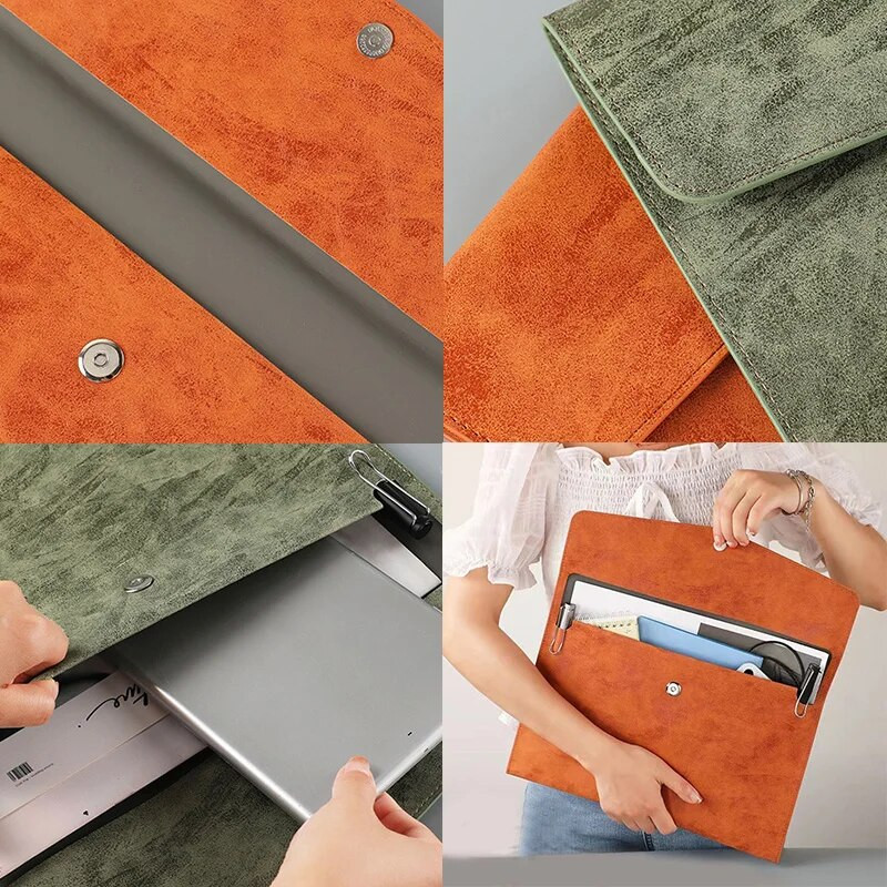 A4 Papirna prijenosna kožna torba za dokumente Torba za dokumente velikog kapaciteta Gumb za podebljavanje Vodootporna pohrana poslovnih uredskih dokumenata