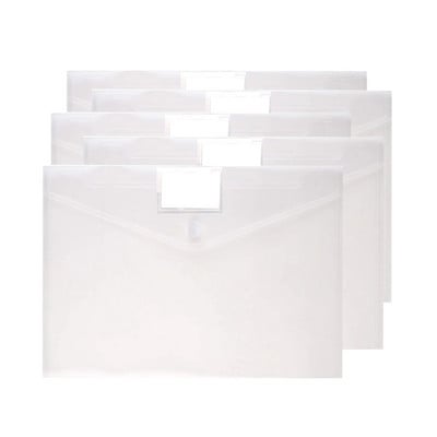 5gab A4 izmēra plastmasas aploksnes Caurspīdīgas dokumentu failu aplokšņu mapes ar etiķešu kabatiņu un spraudni skolas mājas biroja piederumiem