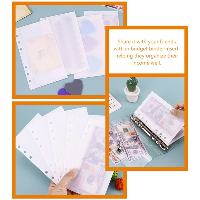 Άδειο πλαστικό Α6 Binder Organizer Divider Separator Board Notebooks Cash Budget Bag For Protectors Τσέπες Αποθήκευση