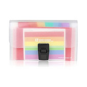 MOHAMM-plastmasas čeku papīrs, pārnēsājama mape, izvēršams statīvs, failu organizētājs, 13 kabatas, varavīksnes krāsa, mini A6 izmērs, 1 gab.