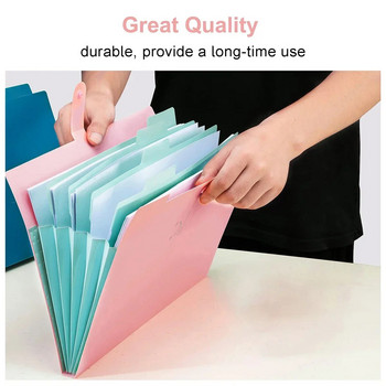 Канцеларски материали с голям корейски капацитет Проста многослойна решетъчна чанта Офис Папка Орган Файл Пет цвята бутон