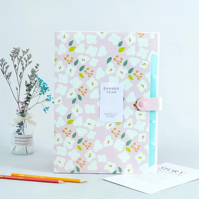 Suure mahutavusega Korea kirjatarbed Lihtne mitmekihiline võrekott Kontori kausta orelifail viievärviline nupp