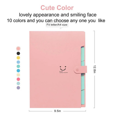 Suure mahutavusega Korea kirjatarbed Lihtne mitmekihiline võrekott Kontori kausta orelifail viievärviline nupp