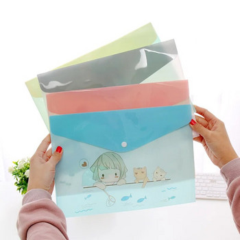 Κορεατικές χάρτινες τσάντες Α4 PVC Cute Cartoon Animals Meng ήταν μια ημιπερατή χάρτινη τσάντα Student Folders Elastic Close Folder A262
