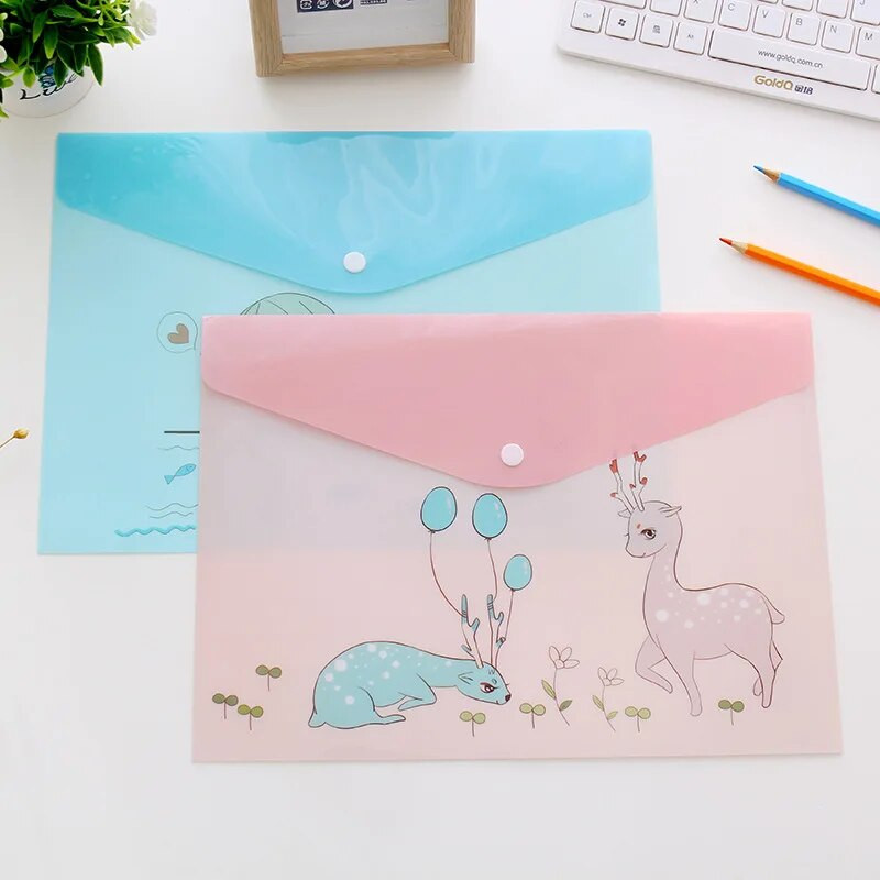 Korejas papīra maisiņi A4 PVC jauki multfilmu dzīvnieki Meng bija daļēji caurlaidīgs papīra maisiņš studentu mapes, elastīgas aizdares mape A262