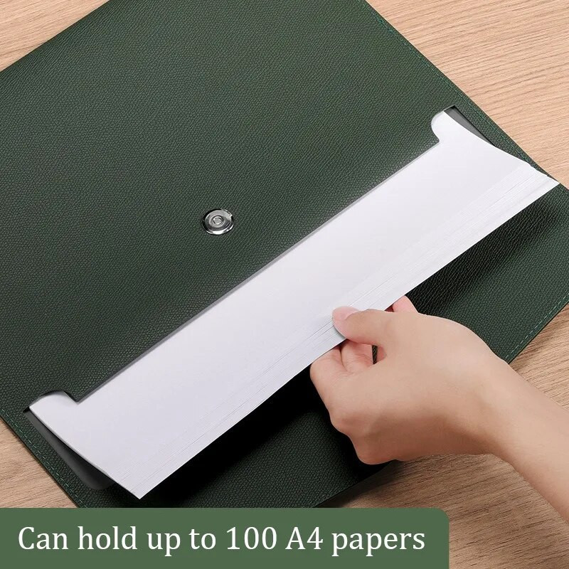 A4-formaadis paberist kaasaskantav nahast failikott Moekootide kott paksendav nupp Veekindel ärikontori dokumentide hoiuhaldus