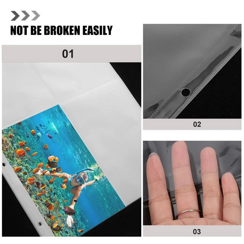 20 Φύλλα Τσέπης Διαφανής αποθήκευση άλμπουμ φωτογραφιών Μανίκια καρτών συναλλαγών Σελίδα Στήριγμα σελ.