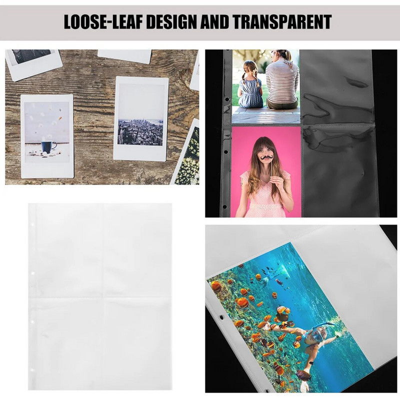 20 Φύλλα Τσέπης Διαφανής αποθήκευση άλμπουμ φωτογραφιών Μανίκια καρτών συναλλαγών Σελίδα Στήριγμα σελ.