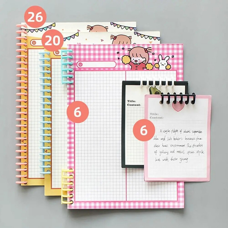 Laisvų lapų surišimo juostelė plastikinis žiedas surišimo segtukas Nuimama palaidų lapų sagtis, skirta iškarpų albumo A5/A4/B5 surišimo žiedams, 12 mm