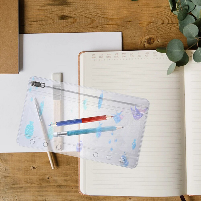 Θήκη μολυβιού με φερμουάρ Τσέπες βιβλιοδεσίας 6 οπών Θήκη βιβλιοδεσίας Μετρητά Φάκελοι προϋπολογισμού Εγγράφων Φάκελοι αρχειοθέτησης Σημειωματάριο Τσάντα με χαλαρά φύλλα