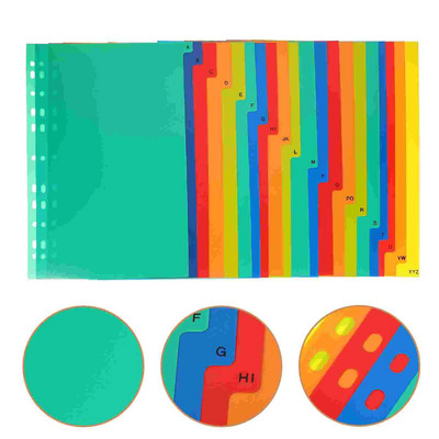 21 τεμ. Σημειωματάρια A4 Διαχωρισμένα Loose Leaf Punched Binder Dividers Loose-leaf Page Markers File Office