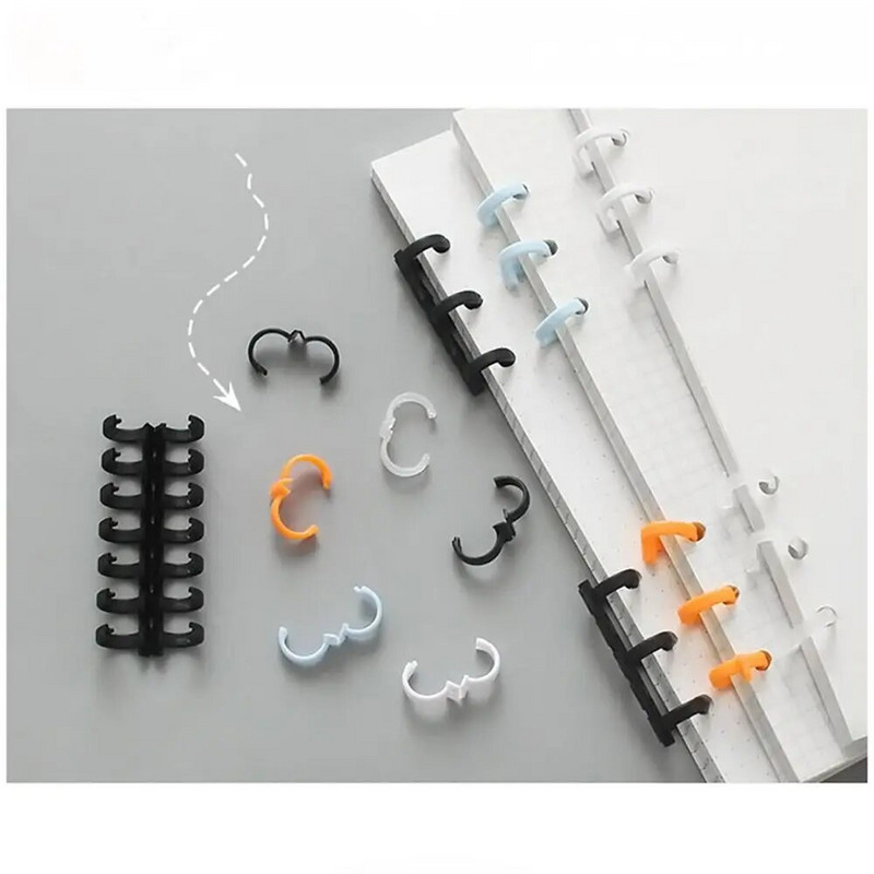 Binder sprādze Piezīmju grāmatiņas iesiešanas klipsis iesiešanas sloksne A4 A5 B5 brīvu lapu gredzens 12 mm 30 caurumu plastmasas grāmatu apļi