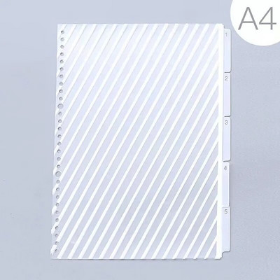 5 loksnes A5 B5 A4 caurspīdīga papīra rādītāja dalītājs, personīgais plānotājs, piezīmjdatora atdalītājs ar brīvām lapām dienasgrāmatas rakstāmpiederumu piederums