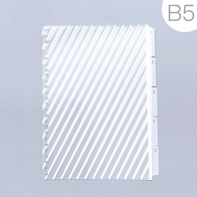 5 loksnes A5 B5 A4 caurspīdīga papīra rādītāja dalītājs, personīgais plānotājs, piezīmjdatora atdalītājs ar brīvām lapām dienasgrāmatas rakstāmpiederumu piederums