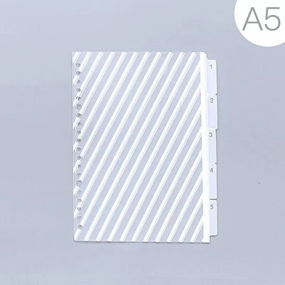 5 loksnes A5 B5 A4 caurspīdīga papīra rādītāja dalītājs, personīgais plānotājs, piezīmjdatora atdalītājs ar brīvām lapām dienasgrāmatas rakstāmpiederumu piederums