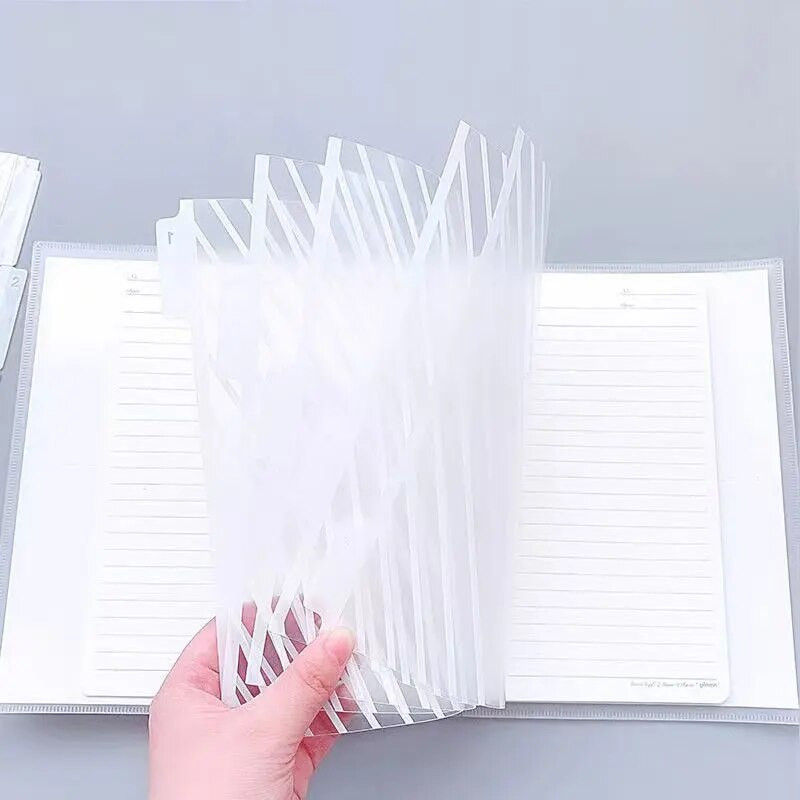 5 loksnes A5 B5 A4 caurspīdīga papīra rādītāja dalītājs, personīgais plānotājs, piezīmjdatora atdalītājs ar brīvām lapām dienasgrāmatas rakstāmpiederumu piederums