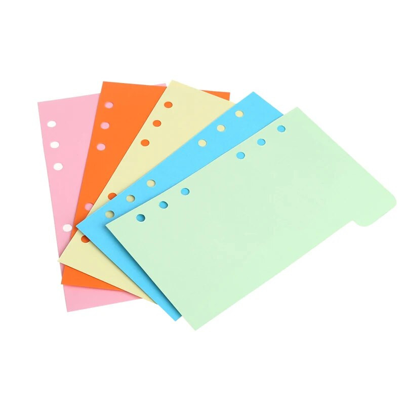 CPDD 5Pcs Refills 6 Hole Blank Colorful Paper for A5 Loose Leaf Binder Notebook