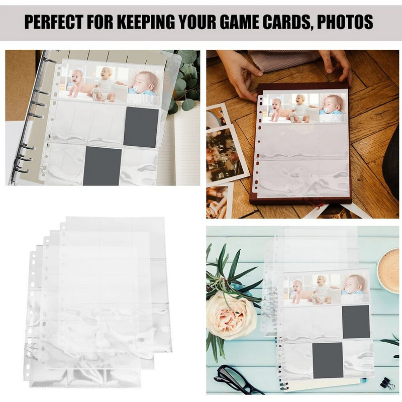 30 loksnes glabāšanas maisiņš ar vaļīgām lapām Fotogrāmata Caurspīdīgas kartītes Uzmavas Liela ietilpība