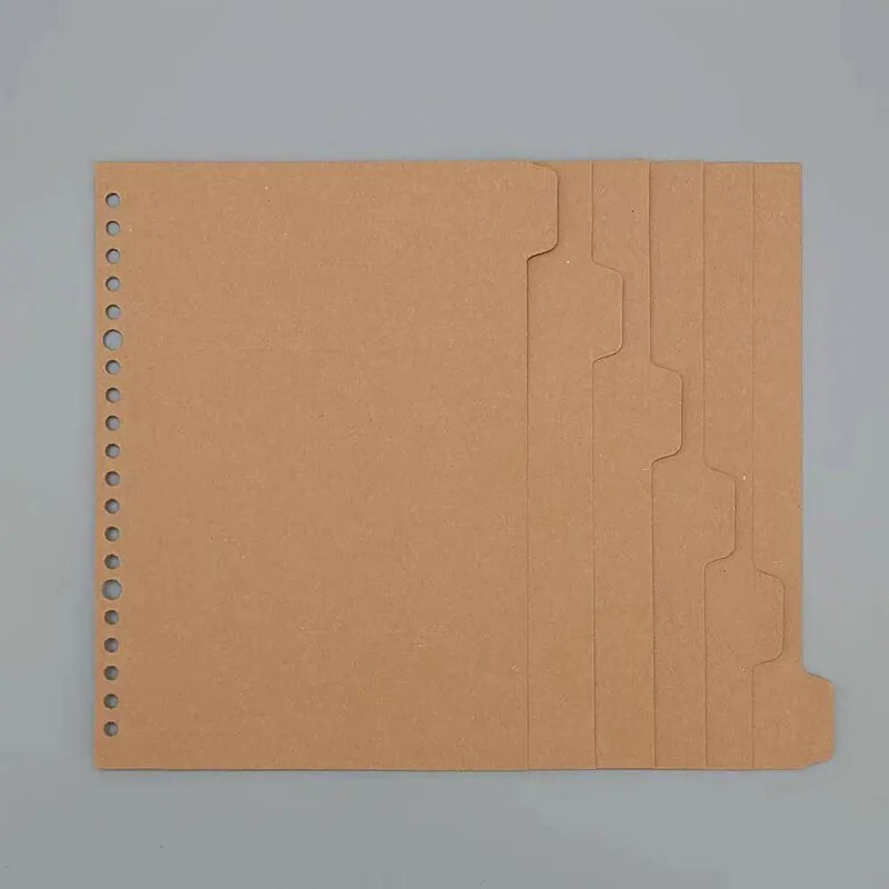 6 lehte jõupaber A5B5 lahtiste lehtedega spiraalköitja registri eraldaja lehejagaja päevikuraamatu lehe käsiraamatu jaoks õpilaste kirjatarbed