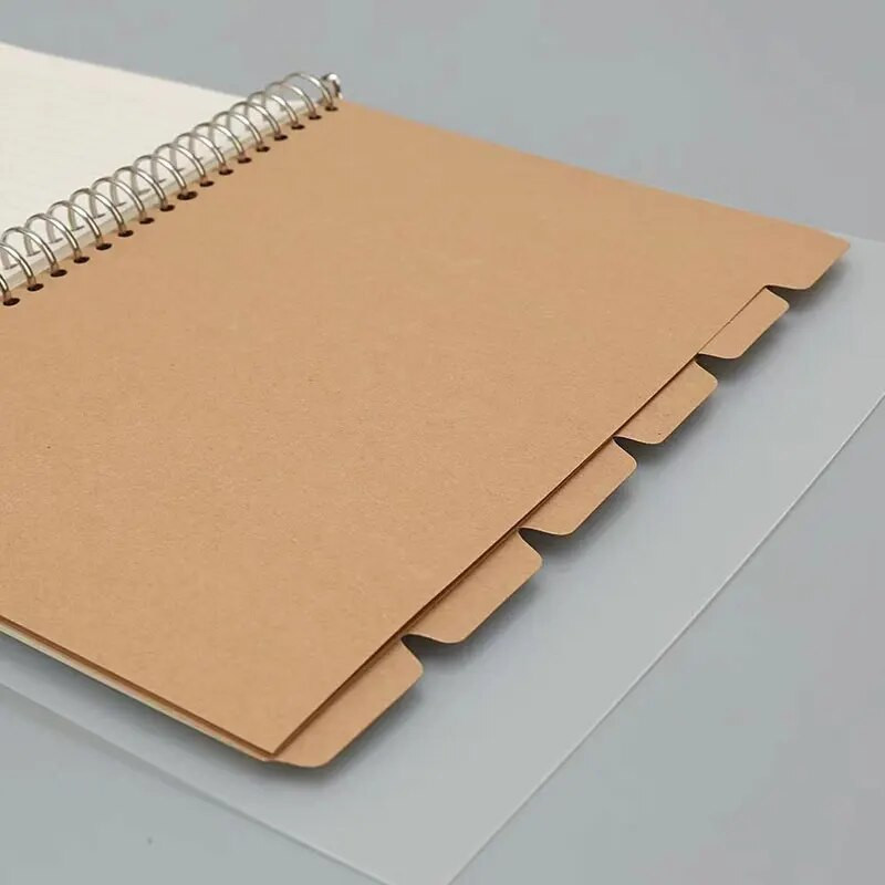 6 lehte jõupaber A5B5 lahtiste lehtedega spiraalköitja registri eraldaja lehejagaja päevikuraamatu lehe käsiraamatu jaoks õpilaste kirjatarbed