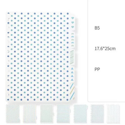 7 loksnes/komplekts 20/26 caurums B5 A5 saistvielu rādītāja sadalītāju rādītāja lapa brīvo lapu piezīmjdatoram, īsu īsu grāmatiņu rakstāmpiederumi Skolas biroja piederumi