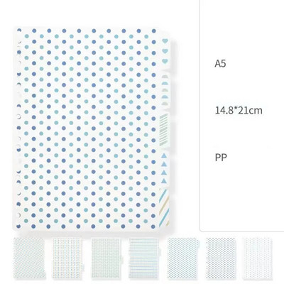 7 loksnes/komplekts 20/26 caurums B5 A5 saistvielu rādītāja sadalītāju rādītāja lapa brīvo lapu piezīmjdatoram, īsu īsu grāmatiņu rakstāmpiederumi Skolas biroja piederumi