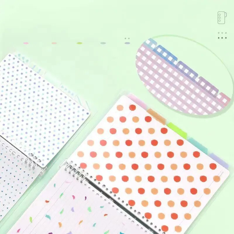 7 loksnes/komplekts 20/26 caurums B5 A5 saistvielu rādītāja sadalītāju rādītāja lapa brīvo lapu piezīmjdatoram, īsu īsu grāmatiņu rakstāmpiederumi Skolas biroja piederumi