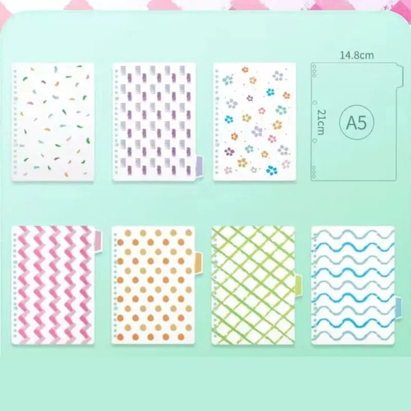 7 loksnes/komplekts 20/26 caurums B5 A5 saistvielu rādītāja sadalītāju rādītāja lapa brīvo lapu piezīmjdatoram, īsu īsu grāmatiņu rakstāmpiederumi Skolas biroja piederumi