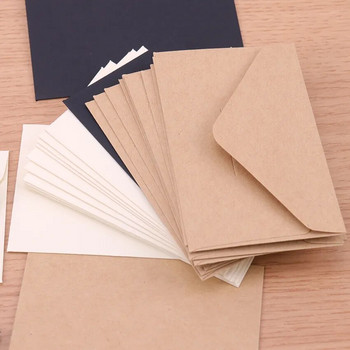 20PCS Класически бели черни крафт празни мини хартиени пликове за прозорци Покана за сватба Плик Плик за подарък